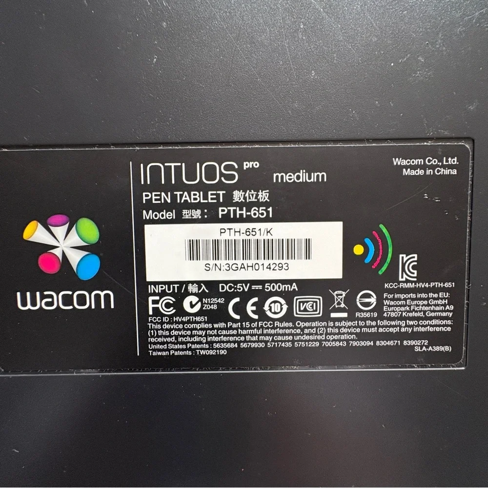 Wacom Intuos Pro Medium PTH651 Touch Tablet Only
